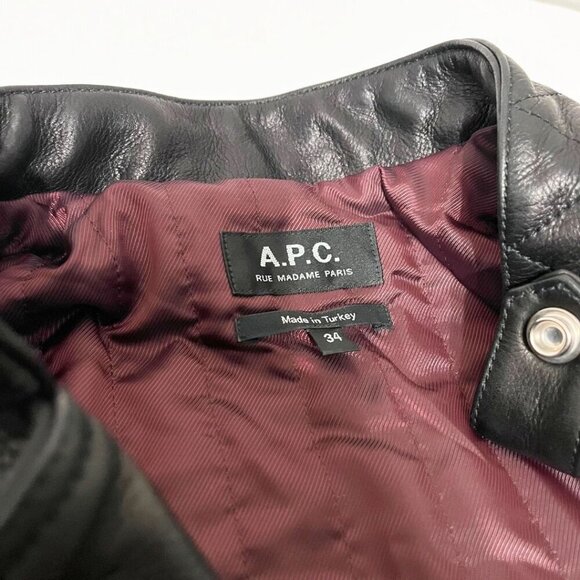 NWT APC FLORENCE BLACK LEATHER JACKET - 34 (XS) - Picture 12 of 16
